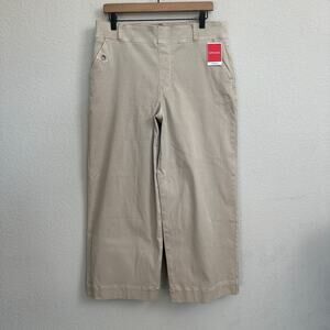 Spanx Pants 1X Plus Wide Leg Cropped Khaki High RiseShapewear Pull On Casual NWT